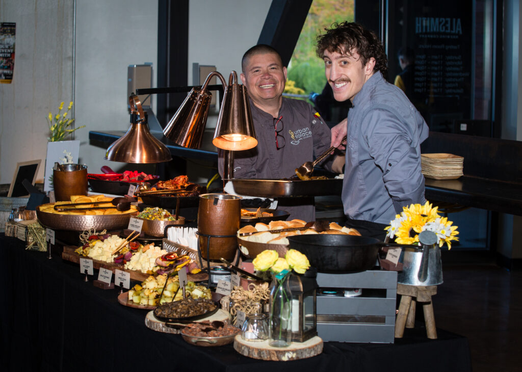 Corporate catering San Diego - Team at the Up in Smoke Grazing Board - Urban Solace.